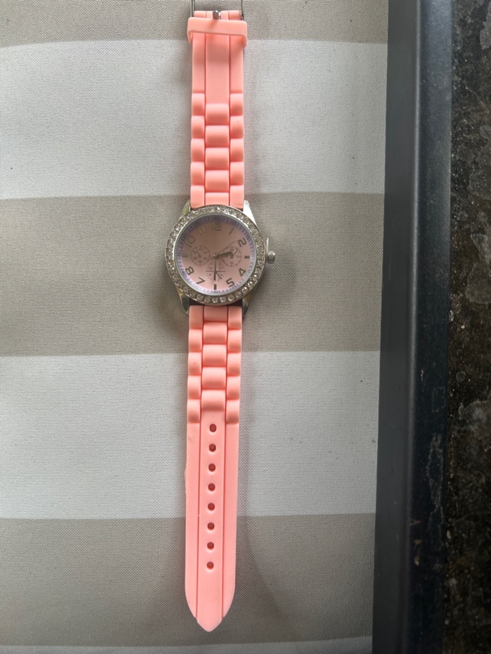 Darice Pink Silicone Band Crystal Accent Watch